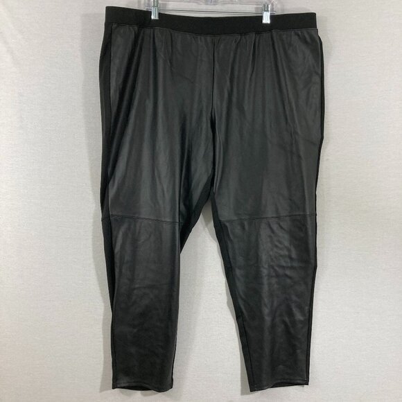 New CATO size 26/28W Black Faux Leather Pull-on Stretch Comfy Pants - Picture 1 of 9